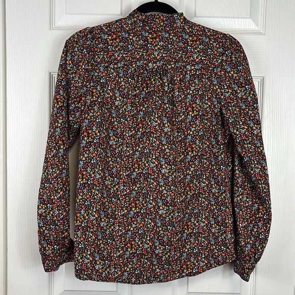 J. Crew navy floral bow tie-neck top sz xs - Picture 8 of 8